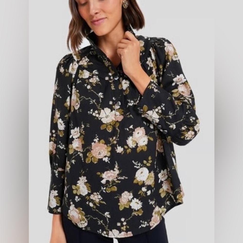 Floral Black Blouse